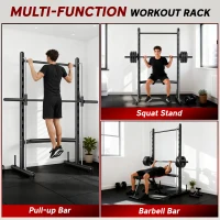 HOMCOM Adjustable Squat Rack, with Pull Up Bar, Barbell Bar for Home Gym(m-4)