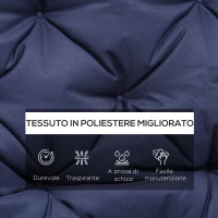 Outsunny Cuscino da Giardino in Stile Capitonné con 6 Lacci, in Cotone e Poliestere, 150x98x8 cm, Blu Scuro(m-4)