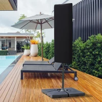 Outsunny Housse de protection imperméable pour parasol droit avec fermeture éclair et cordon de serrage polyester oxford noir(m-10)