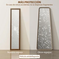 HOMCOM Espejo de Cuerpo Entero 157x37 cm con Marco de MDF Espejo de Pie Inclinado o Colgante Madera Nogal(m-7)