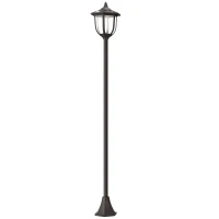 Outsunny Lámpara Solar de Jardín Farola con 6 Luces LED con Batería Recargable Solar con Autonomía de 6-8 Horas Ø26,5x177cm Negro(m-11)