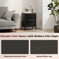 HOMCOM Chest of Drawers, Dresser with 2 Fabric Drawers and Aluminium Handles - Black(m-8)