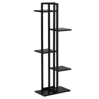 Outsunny Scaletta Portavasi a 5 Livelli per Interni ed Esterni in MDF e Acciaio, 40x22x113 cm, Nero(m-1)