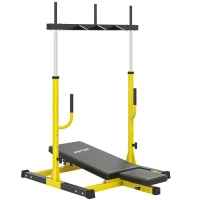SPORTNOW Vertical Leg Press Machine with Adjustable Leg, Back and Head Positions, 1" Standard Plate Compatible, Yellow(m-1)