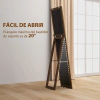 HOMCOM Espejo de Cuerpo Entero 157x37 cm con Marco de MDF Espejo de Pie Inclinado o Colgante Madera Nogal(m-6)