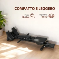 SPORTNOW Vogatore Pieghevole con Monitor LCD e Sedile Imbottito, Resistenza a Elastico, Capacità 150 kg(m-5)