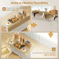 HOMCOM Isola per Cucina a 5 Ruote con Portasciugamani, 2 Cassetti, 4 Ripiani e Armadietto, in Legno, 129x65x91 cm(m-5)