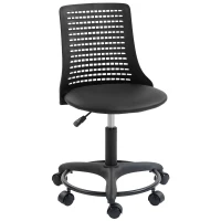 HOMCOM Chaise de bureau sans accoudoirs Chaise de bureau pivotante avec dossier ajouré Hauteur réglable Noir(m-7)