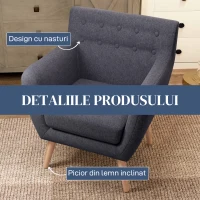 Homcom Fotoliu Nordic – Gri inchis, Design Elegant & Confortabil(m-4)