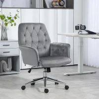 Vinsetto Linen Computer Chair with Armrest, Modern Swivel Chair with Adjustable Height, Dark Grey(m-2)
