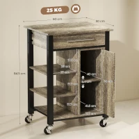 Homcom Carucior Bucatarie – Cu Sertar, Dulap si 4 Roti(m-3)