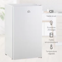 HOMCOM Réfrigérateur congélateur petit réfrigérateur 91 L étagères modulables design sous-comptoir 47,5 x 44,2 x 84 cm blanc(m-7)