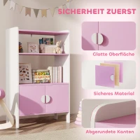 AIYAPLAY Bücherregal für Kinder, 2 Regale, 2 Schränke, freistehend, Anti-Kipp-Design, rutschfeste Füße, MDF, Rosa+Weiß(m-6)