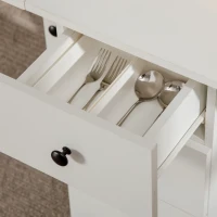 HOMCOM Multi-Storage Six-Person Drop Leaf Dining Table -  White(m-11)