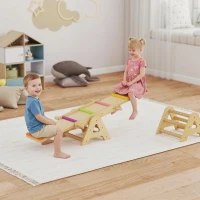 AIYAPLAY 2 In 1 Balance Wippe Kinder, Schwebebalken aus Holz, Wippe Schaukelwippe Garten, Balance Board 133 x 38 x 24 cm(m-2)