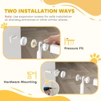 PawHut Barrera para Perros Extra Alta con Ancho Ajustable 76-104 cm Separación 3,5 cm con Montaje a Presión Extensiones Blanco(m-4)