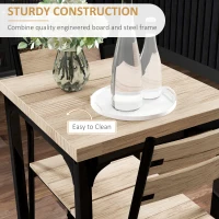 HOMCOM Three-Piece Minimal and Compact Dining Set, Light Wood Grain(m-5)