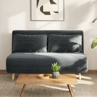 HOMCOM Schlafsofa, Gästebett, 3-fach verstellbare Rückenlehne, Kordoptik, bis 120 kg, 141 x 90 x 81 cm, Dunkelgrau(m-7)