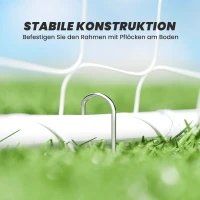 HOMCOM Fußballtor für Spiele & Training, UV-beständig, robust, Bodenverankerungen, Weiß(m-5)