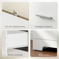 HOMCOM Libreria a Muro con 3 Ripiani Aperti e 3 Cassetti, in Legno, 79x39.5x182.2 cm, Bianco(m-7)