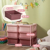 HOMCOM Kids Storage Unit, with Six Drawers - Pink(m-3)