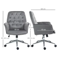 Vinsetto Linen Computer Chair with Armrest, Modern Swivel Chair with Adjustable Height, Dark Grey(m-3)
