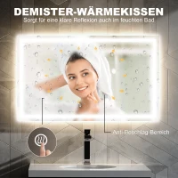 HOMCOM LED-Badezimmerspiegel, einstellbare Helligkeit, Antibeschlag-Funktion, wasserfest(m-5)