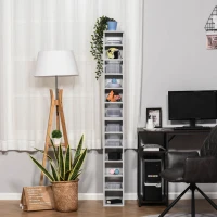 HOMCOM 204 CD Media Display Shelf Unit Set of 2 Blu-Ray Tower Rack w/ Adjustable Shelves Bookcase Storage Organiser, Grey(m-4)