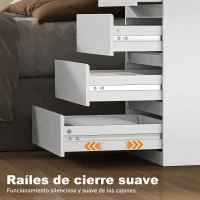 HOMCOM Cómoda 4 Cajones con Cierre Suave Cajonera para Salón Oficina Estilo Moderno 45x40x68 cm Blanco(m-5)