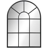 HOMCOM Wandspiegel, Fenster-Design, Flurspiegel, Metallrahmen, 70x50 cm, Schwarz