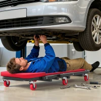 HOMCOM Planche à roulettes de montage 2 en 1 chariot de visite mécanicien pliable en Z charge 150kg 101,5 x 40 x 13,5 cm rogue(m-2)