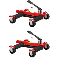 HOMCOM Lot de 2 chariots de manutention de voiture capacité 680kg chariot de déplacement largeur pneu 22,8cm 56x54x19,5cm, noir(m-1)