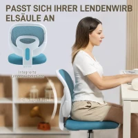 HOMCOM Bürostuhl Ergonomischer Schreibtischstuhl mit C-förmiger Rückenstütze, Höhenverstellbar Blau(m-4)