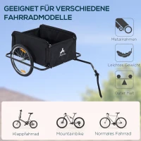 HOMCOM Fahrradanhänger Klappbar Lastenanhänger mit Kupplung,Transportwagen bis 40 kg belastbar, Transportanhänger Anhänger für Fahrrad Handwagen 140 x 88 x 60 cm(m-4)