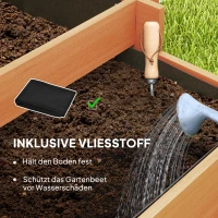 Outsunny Hochbeet mit Rankhilfe, 3-stufig Blumenkasten mit Vliesstoff Tannenholz, Braun, 95 x 95 x 110 cm(m-6)
