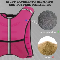 HOMCOM Giubbotto Zavorrato 8kg Traspirante con Tasca Portaoggetti e Spallacci, in tessuto Oxford, 40x35 cm, Rosa(m-5)