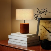 HOMCOM Lámpara de Mesa Rústica Lámpara de Mesita de Noche con Base de Madera Pantalla de Lino Interruptor Basculante Marrón(m-7)