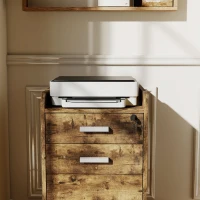 HOMCOM 3 Drawer Filing Cabinet with Lock, Rolling File Cabinet with Edged Top for Letter, A4 Size, Hanging File Folders(m-9)