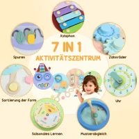 AIYAPLAY 7-in-1 Wandspielzeug, Xylophon, Zahnräder, Raupen-Design, MDF, 108 cm, Bunt(m-4)