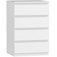 HOMCOM Cómoda 4 Cajones con Cierre Suave Cajonera para Salón Oficina Estilo Moderno 45x40x68 cm Blanco