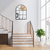 HOMCOM Wandspiegel, Fenster-Design, Flurspiegel, Metallrahmen, 70x50 cm, Schwarz(m-5)