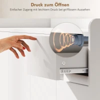 HOMCOM Szafka na Buty z 4 Drzwiami, Design Otwierania na Naciśnięcie, Regulowane Półki, Szuflada, Białe Drewniane Nogi, 120 x 35 x 100 cm, Biały(m-6)