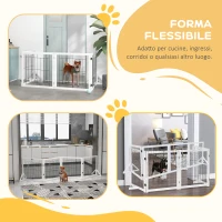 PawHut Cancellino per Cani Pieghevole con 4 Pannelli e Piedini Triangolari, 280x70 cm, Bianco(m-6)