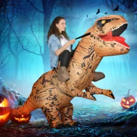Outsunny Aufblasbares Dinosaurier Kostüm für Erwachsene Dino T-Rex Kostüme lustig Halloween Karneval Party(m-2)