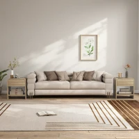 HOMCOM 2er-Set nordische Nachttische mit abgerundeten Kanten, Schublade und offenem Fach 40x35x45 cm natur(m-4)