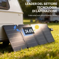 HOMCOM Caricabatteria Solare 36W Pieghevole con Attacco Tipo-C, Impermeabile IP67 in ETFE, Grigio(m-7)