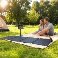 HOMCOM Caricabatteria Solare 36W Pieghevole con Attacco Tipo-C, Impermeabile IP67 in ETFE, Grigio(m-9)