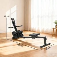 SPORTNOW Rudermaschine, Rudergerät für Zuhause, LCD-Monitor, Sitzkissen, 150 kg Belastbarkeit, leiser Betrieb, Stahl, Schwarz(m-3)
