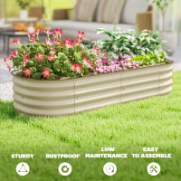 Outsunny Galvanised Raised Garden Bed, Metal Planter Box with Safety Edging, for Flowers, Herbs, Succulents, Cream White(m-7)