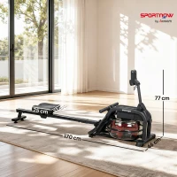 SPORTNOW Rudergerät für Training, Rudermaschine mit 6-11 L Wassertank, LCD-Monitor, Handyhalter, 135 kg Tragfähigkeit, Stahl, Schwarz(m-3)